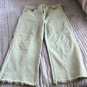 Risen Wide Leg Jeans 2X Green Khaki
